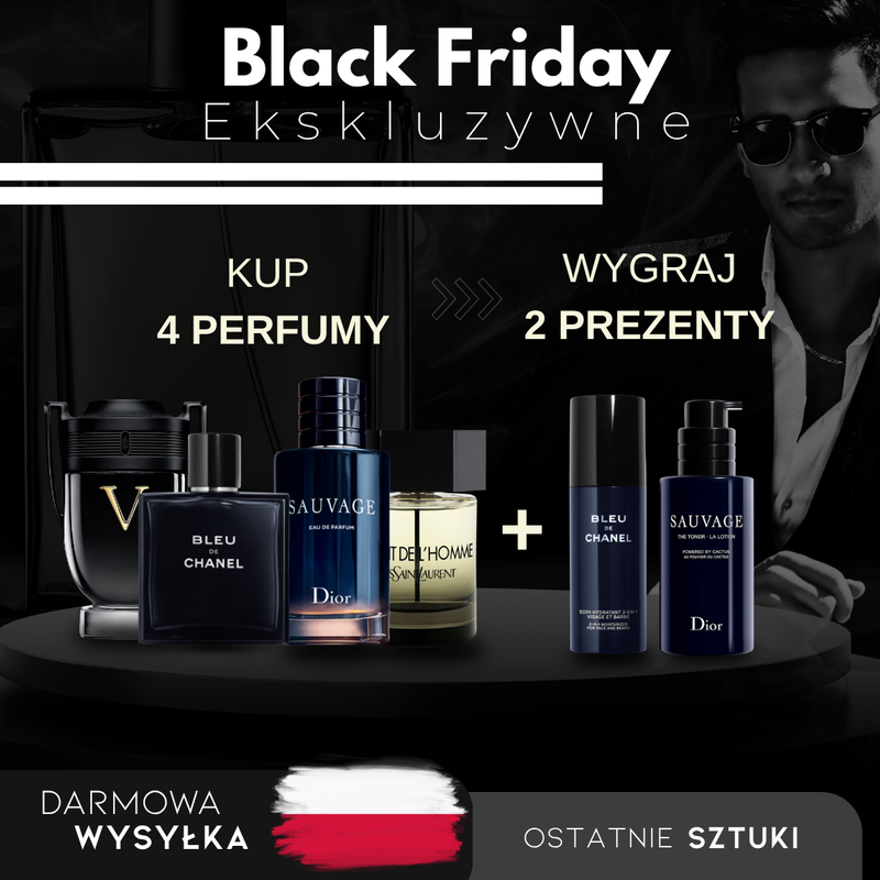 Kup 1, Otrzymaj 4: Invictus + Bleu de Chanel + Sauvage + La Nuit de L’Homme + 2 Ekskluzywne Prezenty – Black Friday Edition