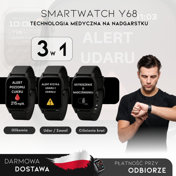 Smartwatch Y68 | Zegarek Inteligentny do Mierzenia Cukru we Krwi